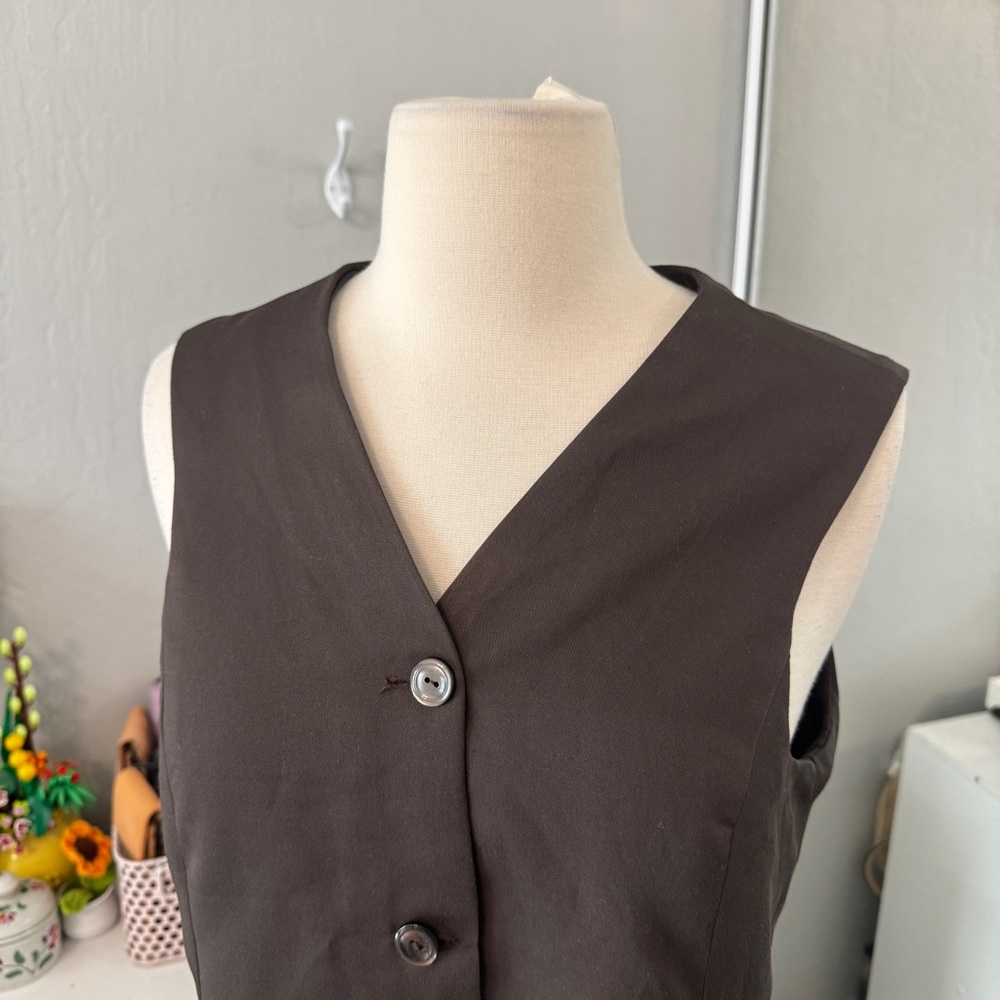 Dark Brown Button Down Vest - image 2